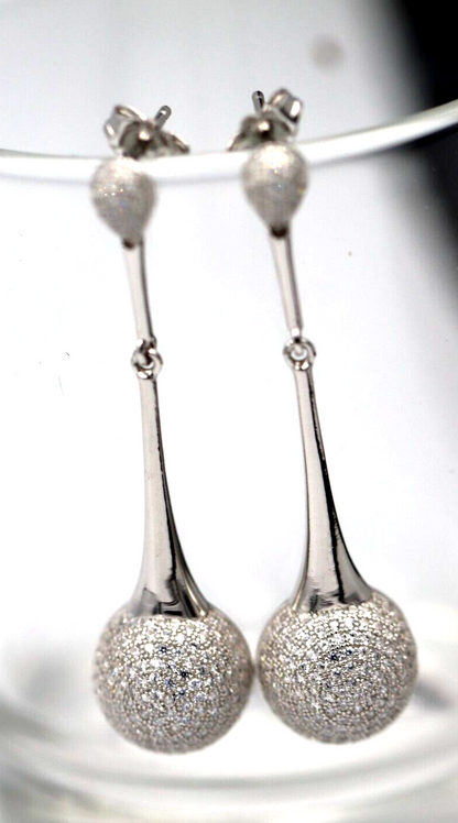 Genuine Sterling Silver 925 Cubic Zirconia Half Ball Stud Earrings -Free post