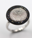 Size Q Sterling Silver Black + Clear Cubic Zirconia Dress Ring