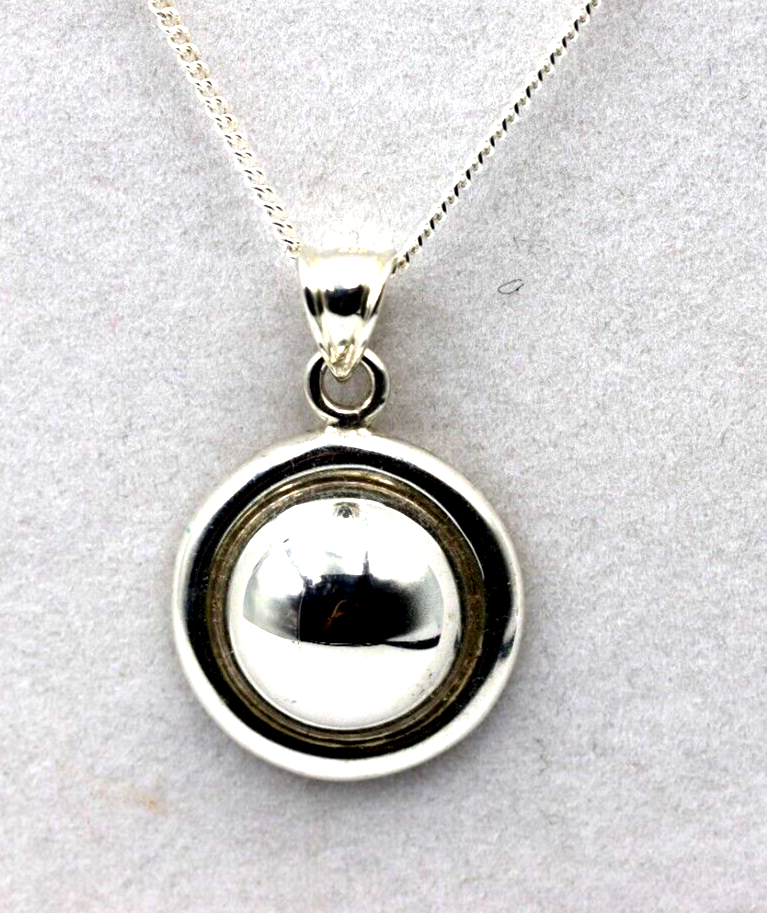 Sterling Silver Large Round Plain Pendant + 55cm Curb Necklace