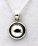 Sterling Silver Large Round Plain Pendant + 55cm Curb Necklace -Free post