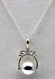 Sterling Silver Spinner Plain Ball Pendant + 55cm Curb Necklace -Free post