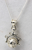 Sterling Silver 925 Spinner Filigree Ball Pendant + 50cm Curb Necklace-Free Post