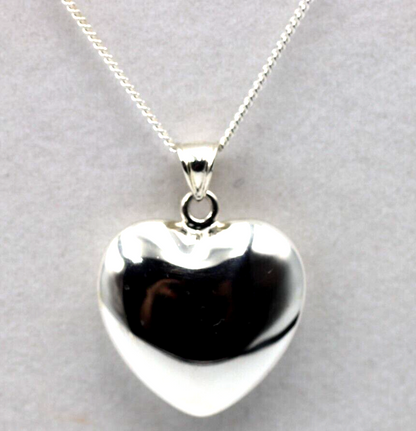 Sterling Silver Medium Bubble Heart Pendant + 55cm Curb Necklace