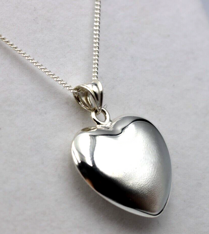 Sterling Silver Medium Bubble Heart Pendant + 55cm Curb Necklace