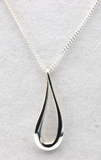 Sterling Silver Teardrop Tear Drop Pendant 55cm Curb Necklace-Free post
