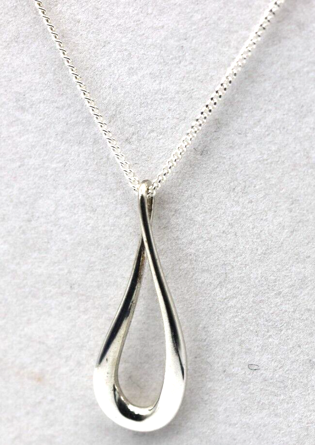 Sterling Silver Teardrop Tear Drop Pendant 55cm Curb Necklace