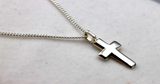 Sterling Silver Small Cross Pendant + 55cm Curb Necklace-Free post
