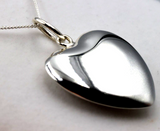 Sterling Silver Large Bubble Heart Pendant + 55cm Curb Necklace-Free post