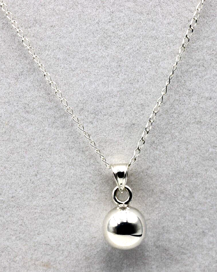 Sterling Silver 10mm ball Pendant + 60cm Curb Necklace