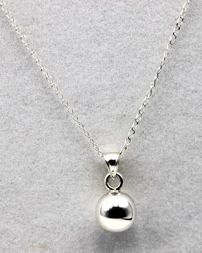 Sterling Silver 10mm ball Pendant + 60cm Curb Necklace