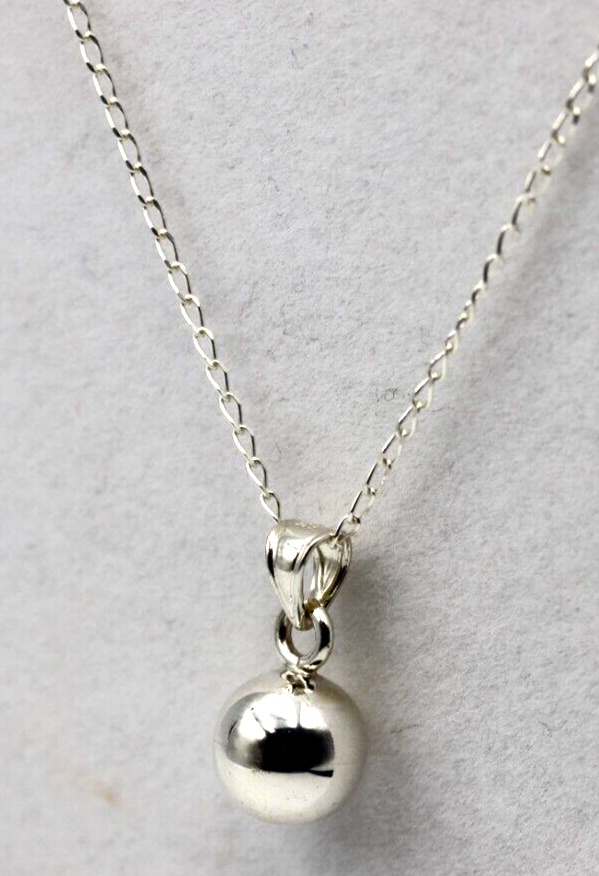 Sterling Silver 10mm ball Pendant + 60cm Curb Necklace