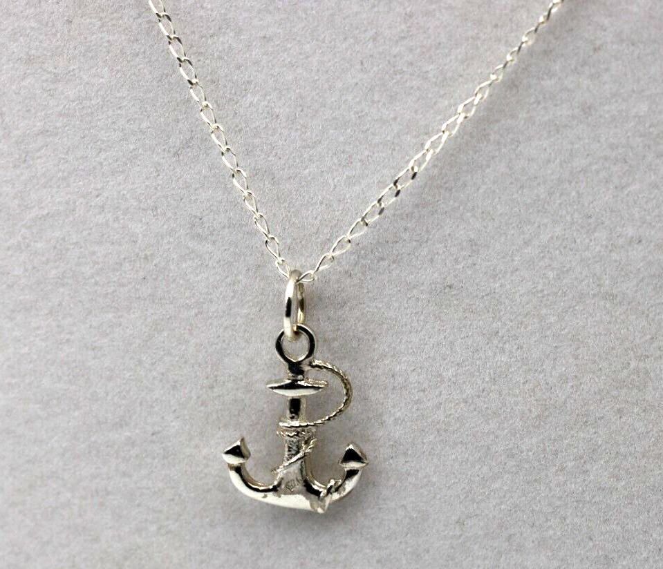 Sterling Silver Anchor Pendant + 60cm Curb Necklace