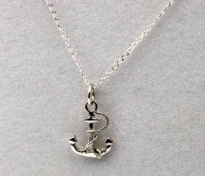 Sterling Silver 925 Anchor Pendant + 60cm Curb Necklace