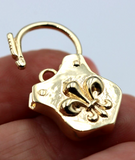 Genuine 9ct 9k Yellow Gold Shield Double Sided Heart Pendant Padlock *Free post