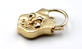 Genuine 9ct 9k Yellow Gold Shield Double Sided Heart Pendant Padlock *Free post