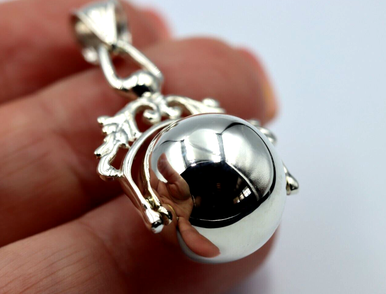 Genuine New Large Sterling Silver 16mm Ball Spinner Pendant