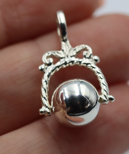 Genuine New Fancy Sterling Silver 925 10mm Ball Spinner Pendant