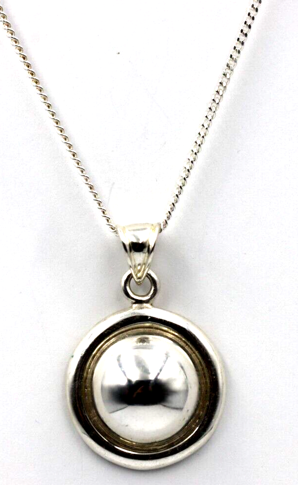 Sterling Silver Large Round Plain Pendant + 55cm Curb Necklace