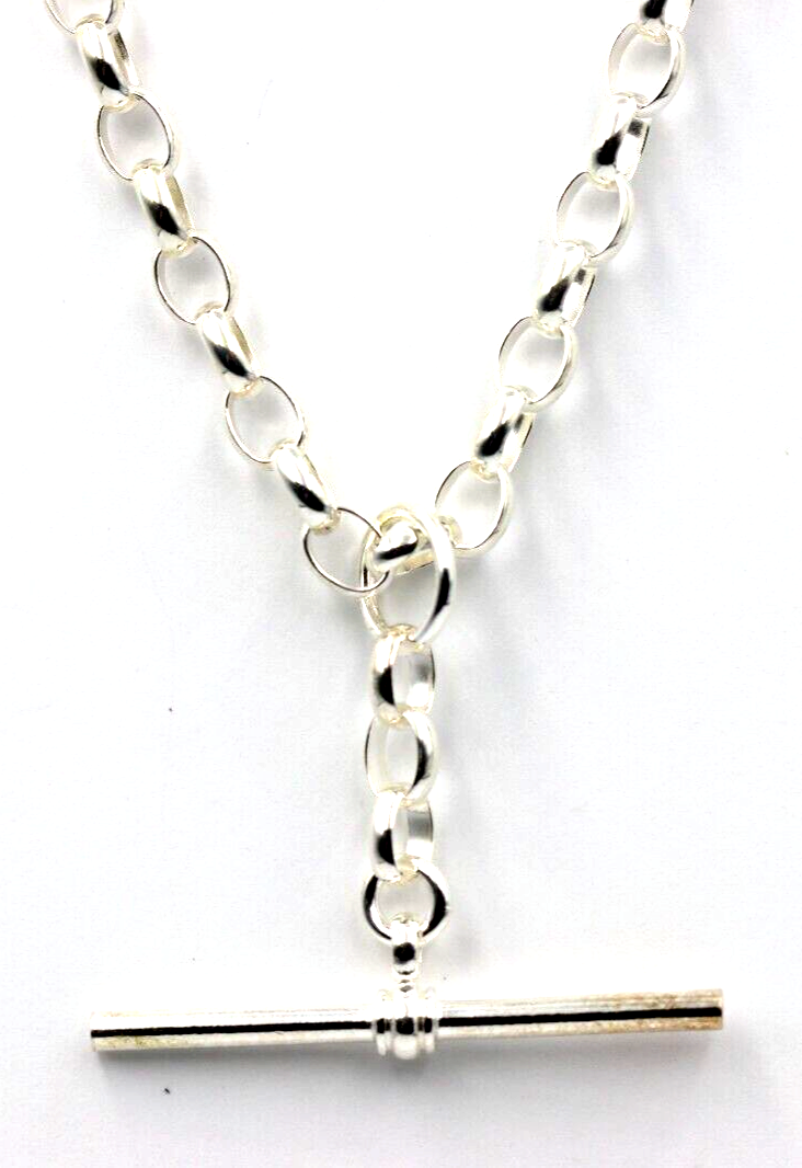 Genuine Sterling Silver 925 Antique Oval Belcher Link FOB Chain Necklace - Free post