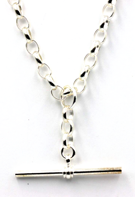 Genuine Sterling Silver 925 Antique Oval Belcher Link FOB Chain Necklace - Free post