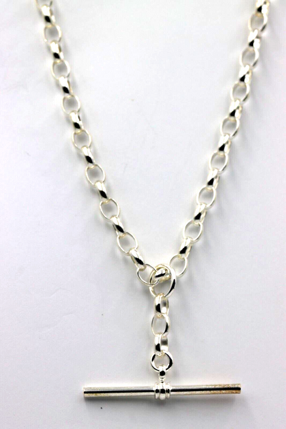 Genuine Sterling Silver 925 Antique Oval Belcher Link FOB Chain Necklace - Free post