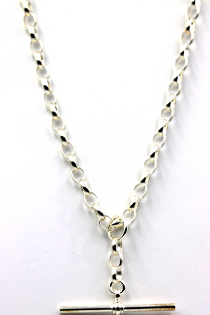 Genuine Sterling Silver 925 Antique Oval Belcher Link FOB Chain Necklace - Free post