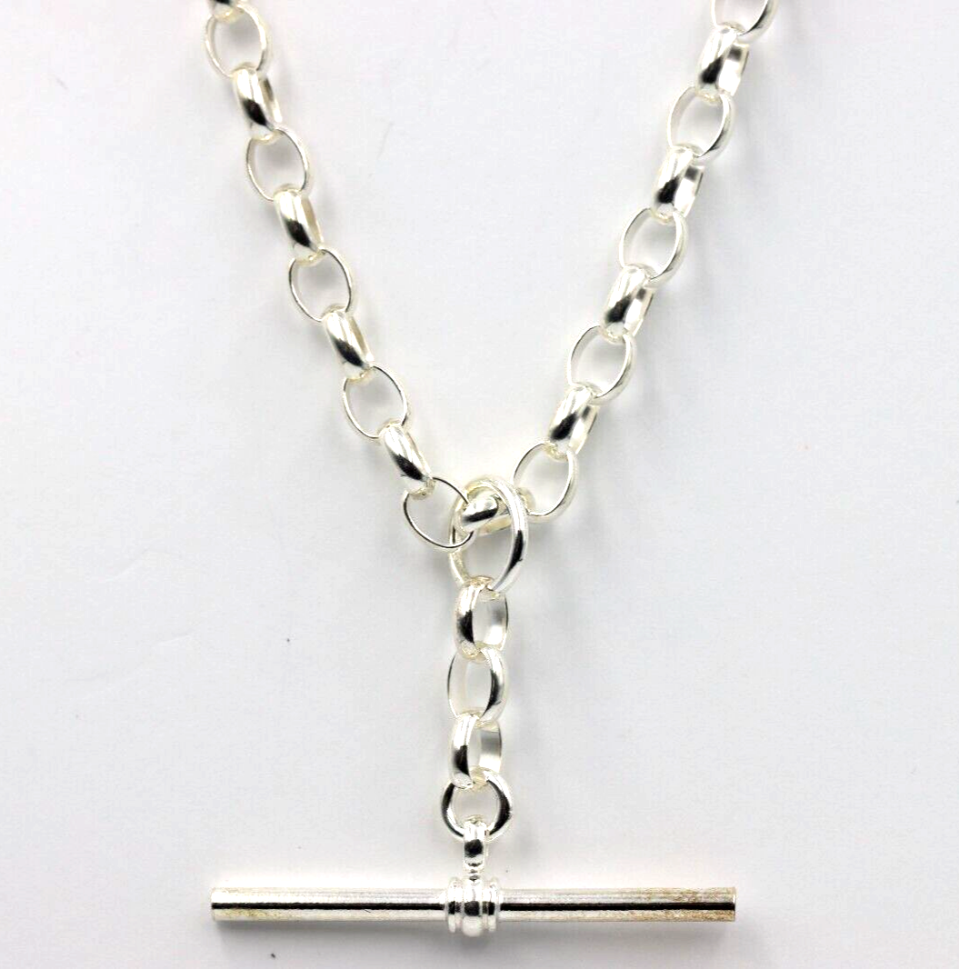 Genuine Sterling Silver 925 Antique Oval Belcher Link FOB Chain Necklace - Free post