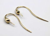 Genuine Large 9ct Yellow, Rose or White Gold Earring Hooks For Earrings + Pearl Pin