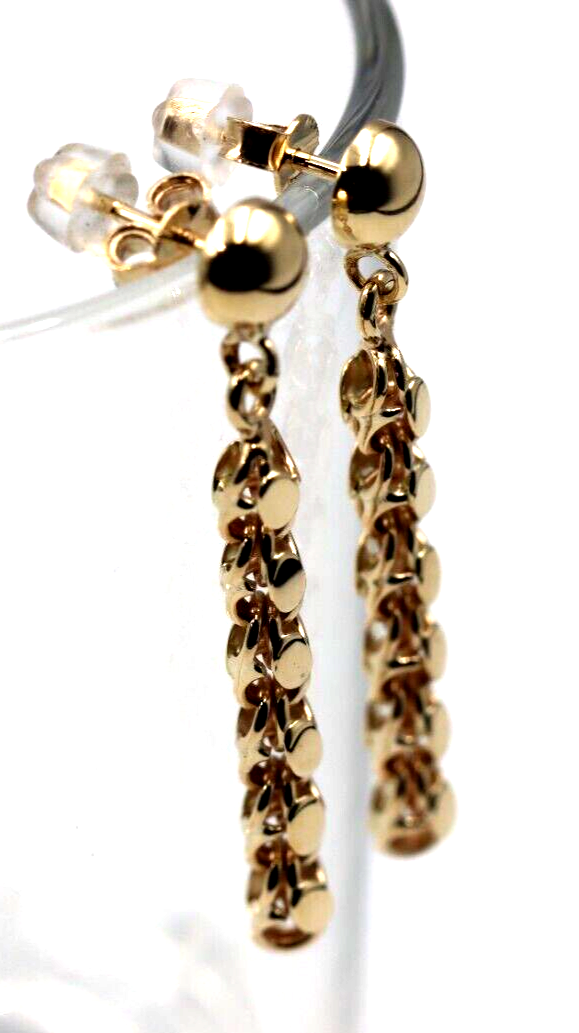 Genuine 9ct 9k Yellow Gold Long Chain Drop Ball Earrings *LAST PAIR*