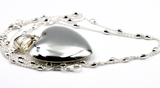 Genuine Sterling Silver 80cm Ball Necklace & Large Heart Pendant