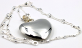 Genuine Sterling Silver 80cm Ball Necklace & Large Heart Pendant