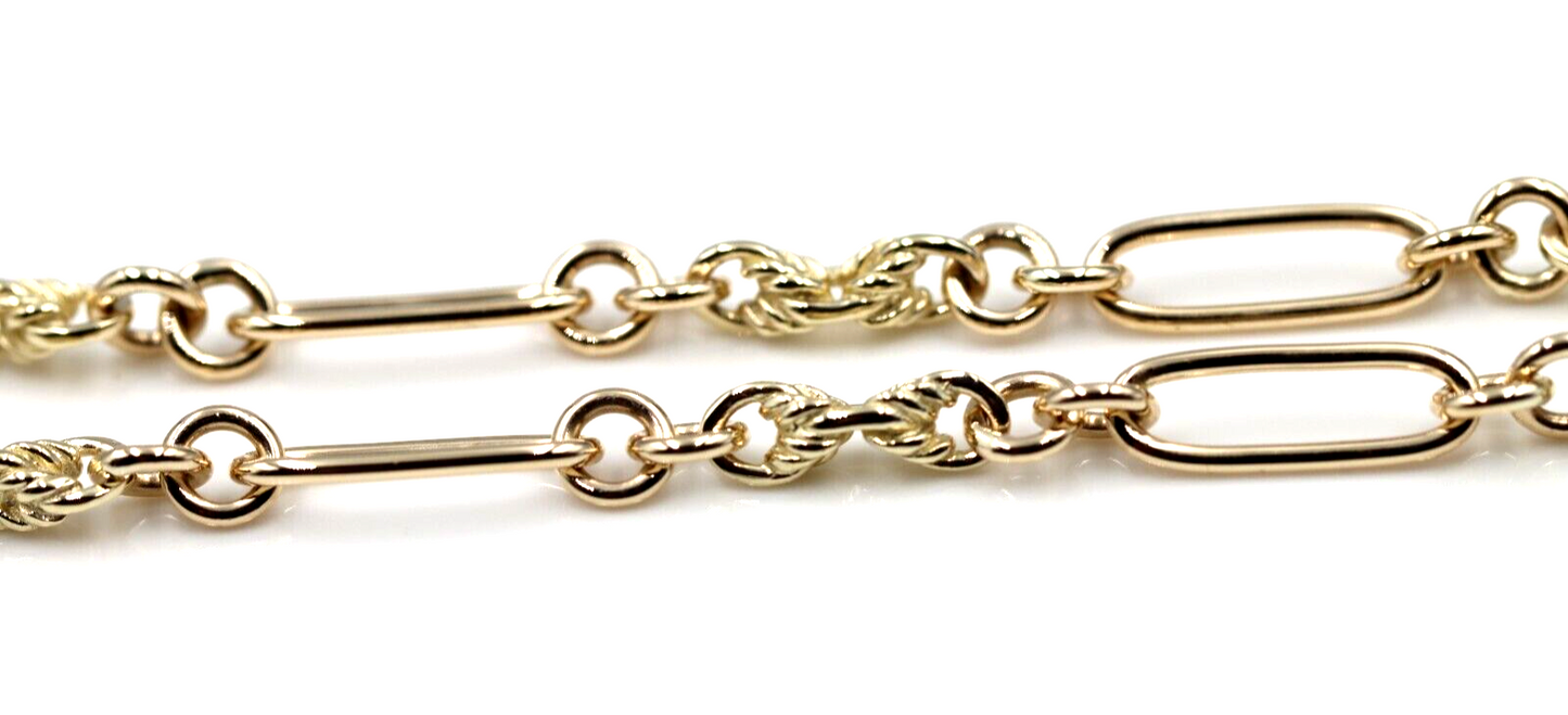 Genuine 9ct Yellow, Rose or White Gold Handmade Solid Fancy Paperclip FOB Necklace Chain 50cm