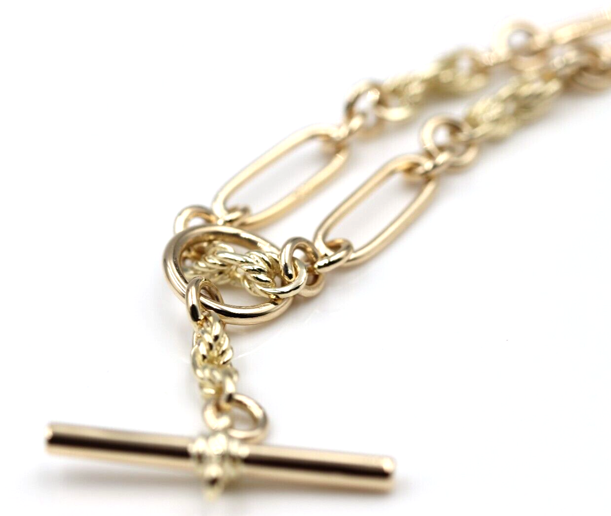 Genuine 9ct Yellow, Rose or White Gold Handmade Solid Fancy Paperclip FOB Necklace Chain 50cm