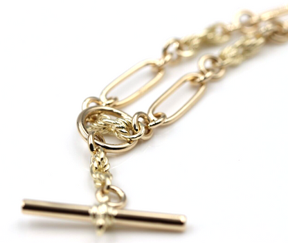 Genuine 9ct Yellow, Rose or White Gold Handmade Solid Fancy Paperclip FOB Necklace Chain 50cm