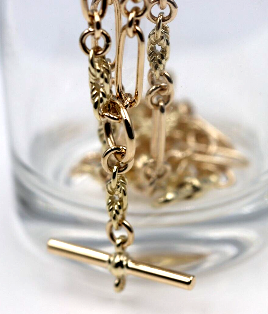 Genuine 9ct Yellow, Rose or White Gold Handmade Solid Fancy Paperclip FOB Necklace Chain 50cm