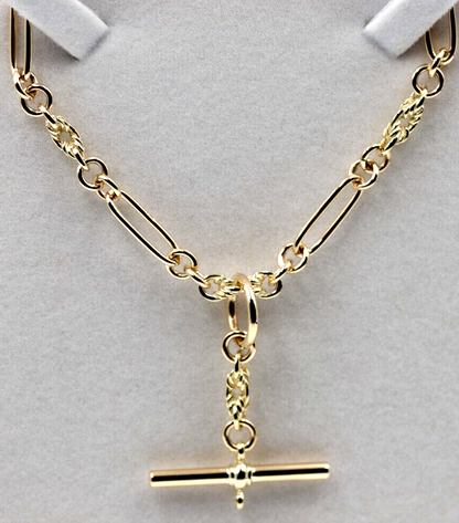 Genuine 9ct Yellow, Rose or White Gold Handmade Solid Fancy Paperclip FOB Necklace Chain 50cm