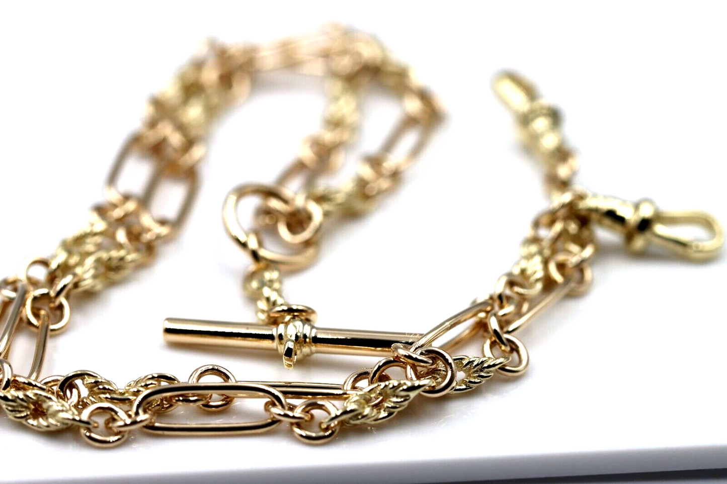 Genuine 9ct Yellow, Rose or White Gold Handmade Solid Fancy Paperclip FOB Necklace Chain 50cm