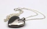 Sterling Silver Dog Paw Heart Pendant Locket for 2 pictures + Necklace-  Free Post