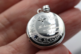 Sterling Silver Diamond Set Engraved Locket Mom for 2 pictures - Free Post