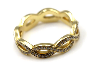 Size N Genuine 18ct Yellow Gold Diamond 0.51 TDW Infinity Twist Full Circle Ring