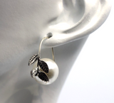 Genuine Sterling Silver 12mm Freshwater Leaf Pearl with Hook Earrings -Free post