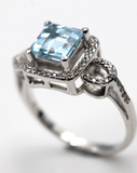 Size S / 9 Genuine Sterling Silver Ring Blue Topaz CZ Ring - Free express post