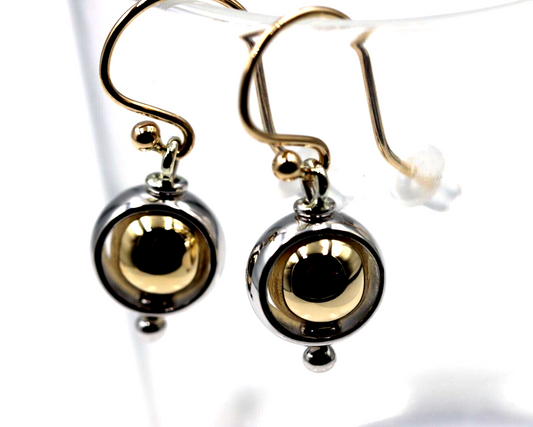 Kaedesigns New 9k 9ct Yellow & White Gold Spinner Belcher Ball Earrings