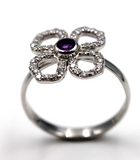 Kaedesigns Size S Sterling Silver 925 Amethyst CZ Flower Ring -Free express post