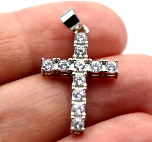 Cubic Zirconia 925 Sterling Silver Cross Pendant