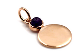 9ct Genuine Yellow, Rose or White Gold 11mm Cabochon Amethyst Disc Round Circle Pendant