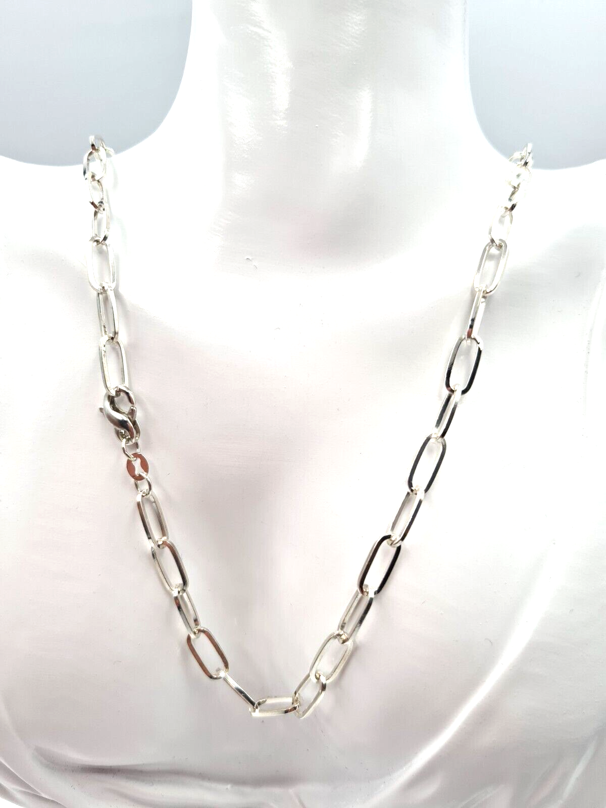 Genuine Heavy Sterling Silver 925 Paper Clip Link Chain Necklace