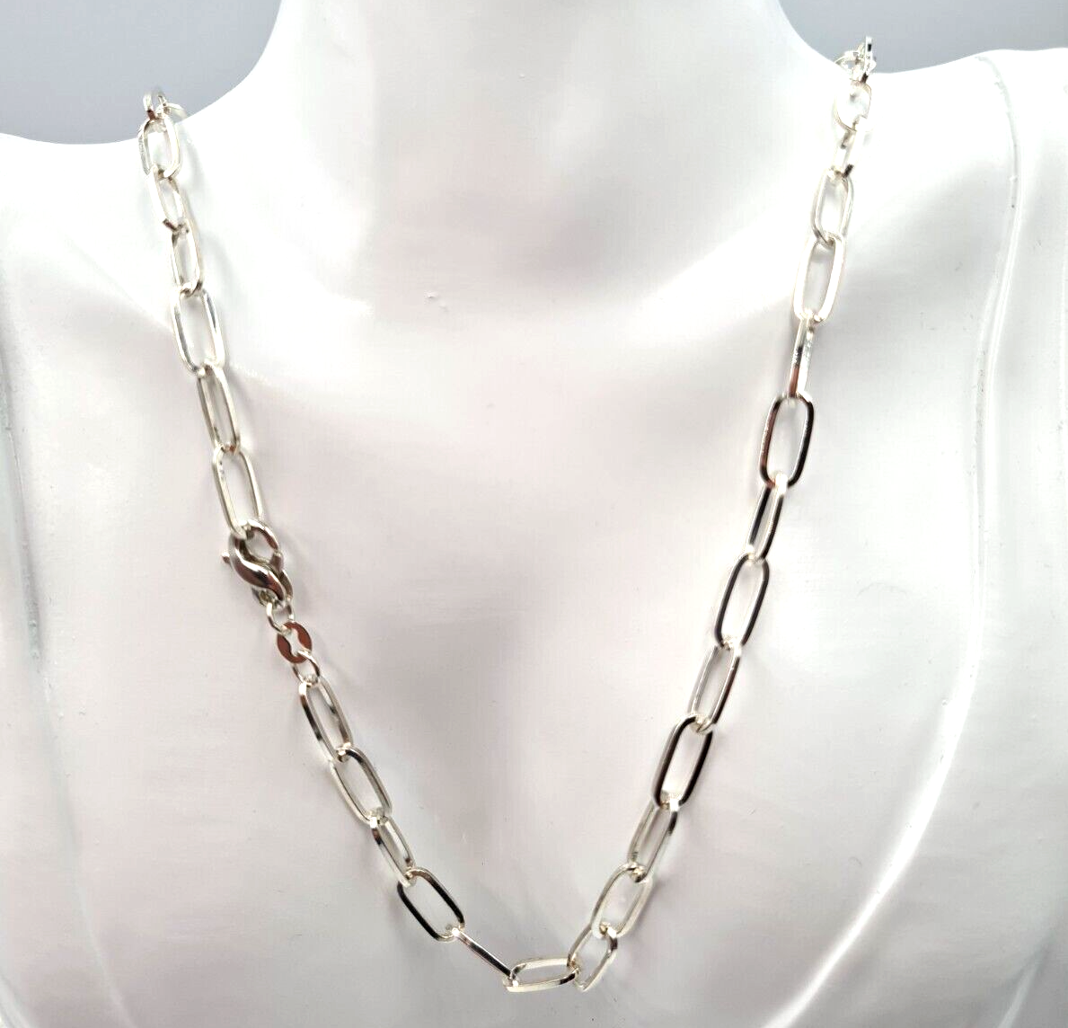 Genuine Heavy Sterling Silver 925 Paper Clip Link Chain Necklace