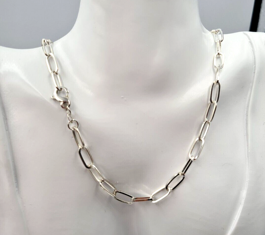 Genuine Heavy Sterling Silver 925 Paper Clip Link Chain Necklace