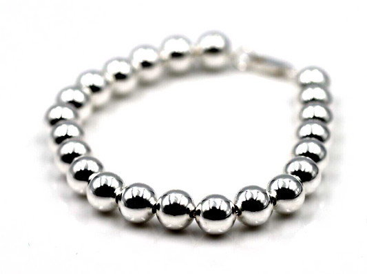 Sterling Silver 925 8mm Ball Bracelet 19cm long